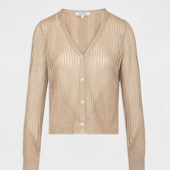 Morgan de Toi - NWT Openwork long-sleeved cardigan gold yellow women in  Medium - Picture 2 of 9